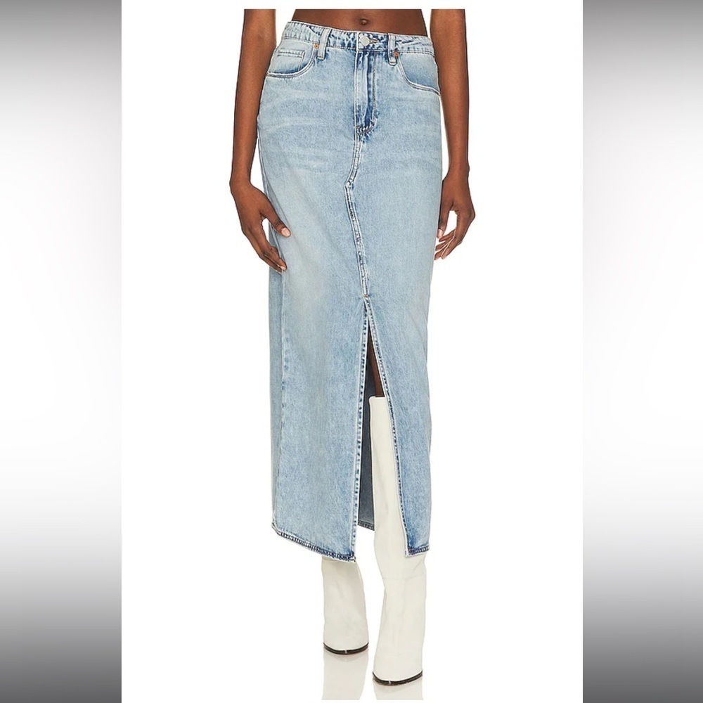 BLANKNYC Mid Rise Denim Maxi Skirt in In My Mind
